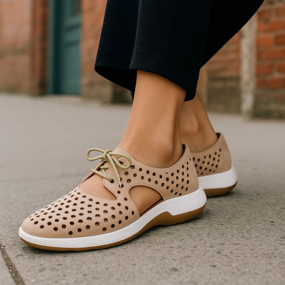 L'amour des Pieds Women's Himar Sage  Suede Sneaker  Perforated Size 8